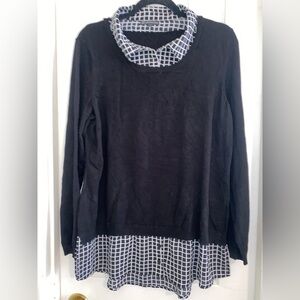 Adrianna Papell Black and White Checkered Sweater